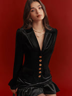 Robe Blazer Rosalie en Velours à Basque Volantée, vue 1