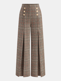 Pantalon Large Jeanne à Carreaux et Fentes, vue 1