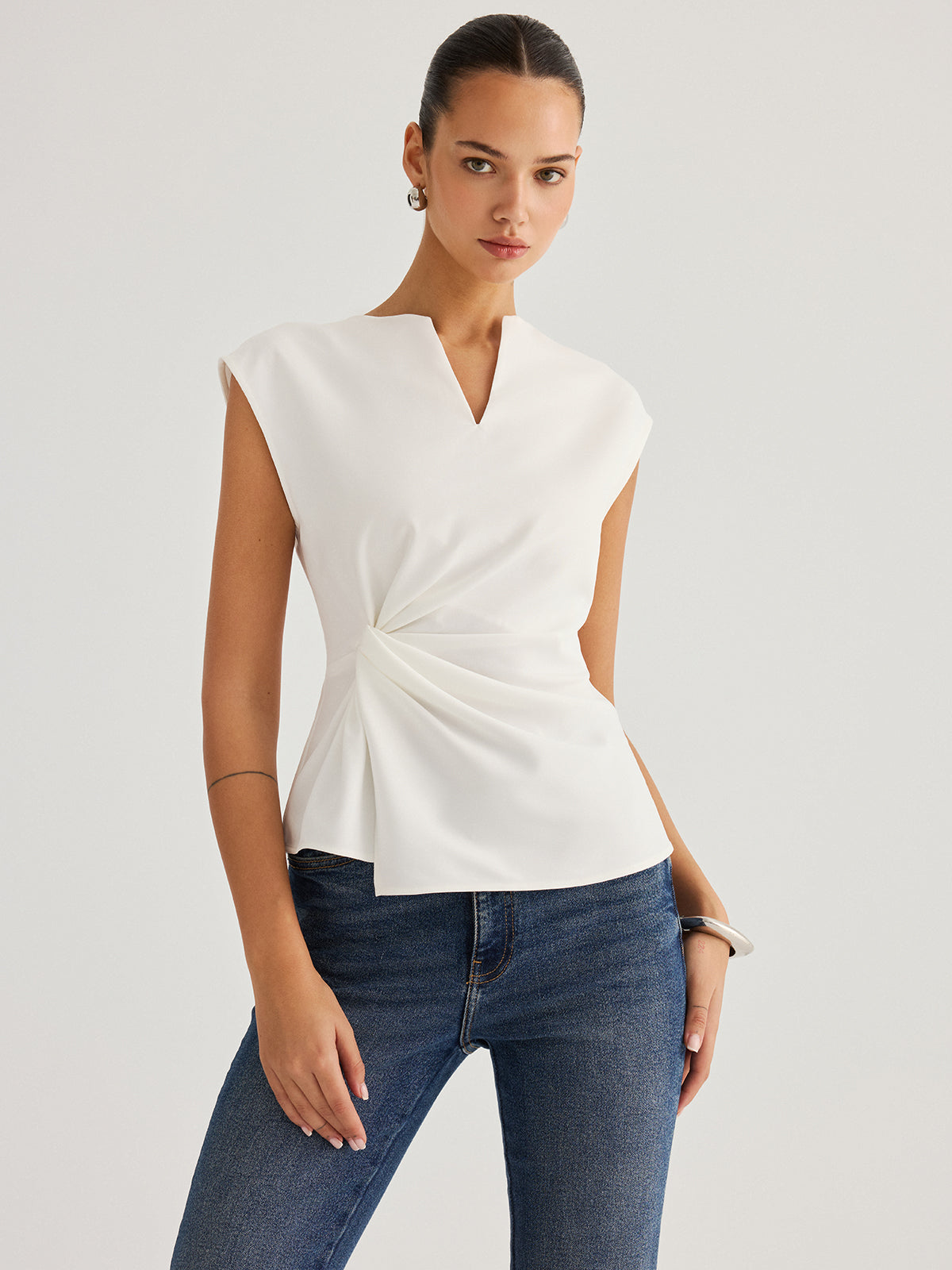 Blouse Lison Sans Manches à Taille Torsadée, vue 6