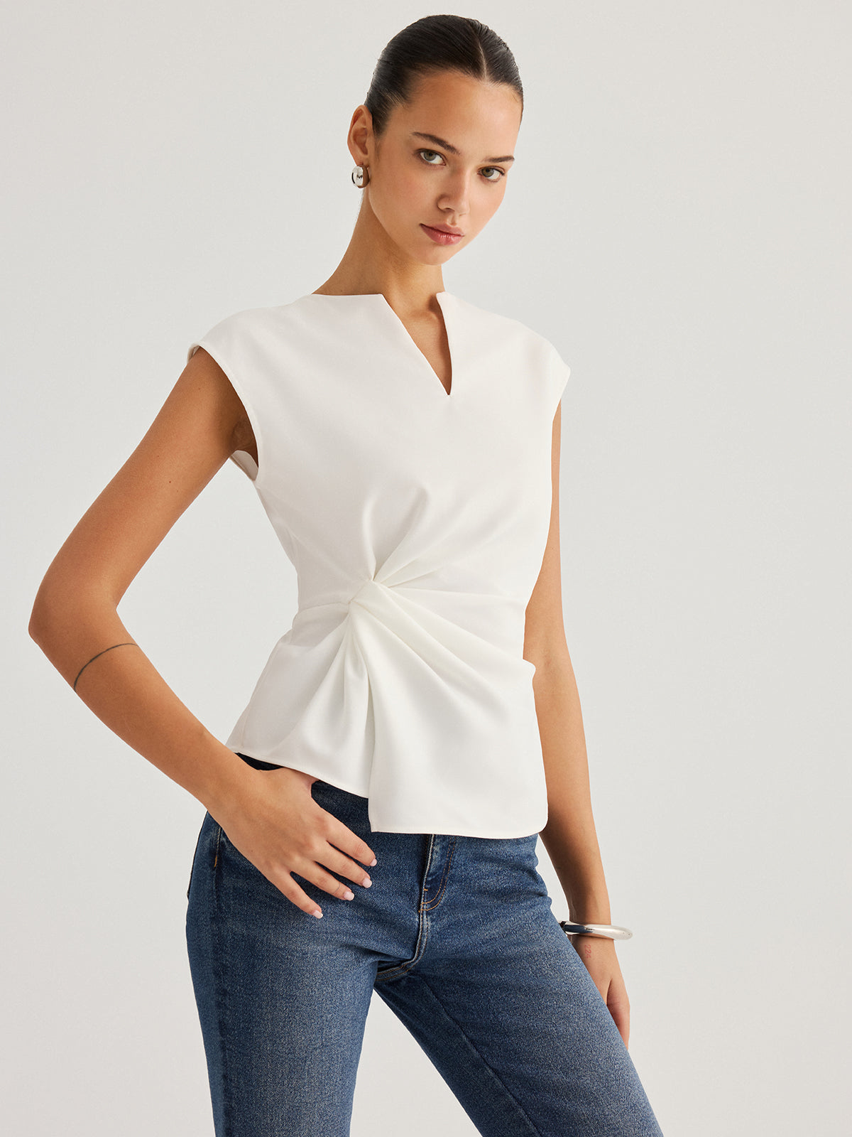 Blouse Lison Sans Manches à Taille Torsadée, vue 2