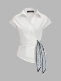 Blouse Cache-Cœur Violette Imprimé Cachemire, vue 1