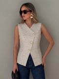 Gilet Pénélope Texturé à Boutonnage Asymétrique, vue 1