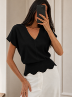 Top Maille Céleste à Finition Festonnée, vue 1