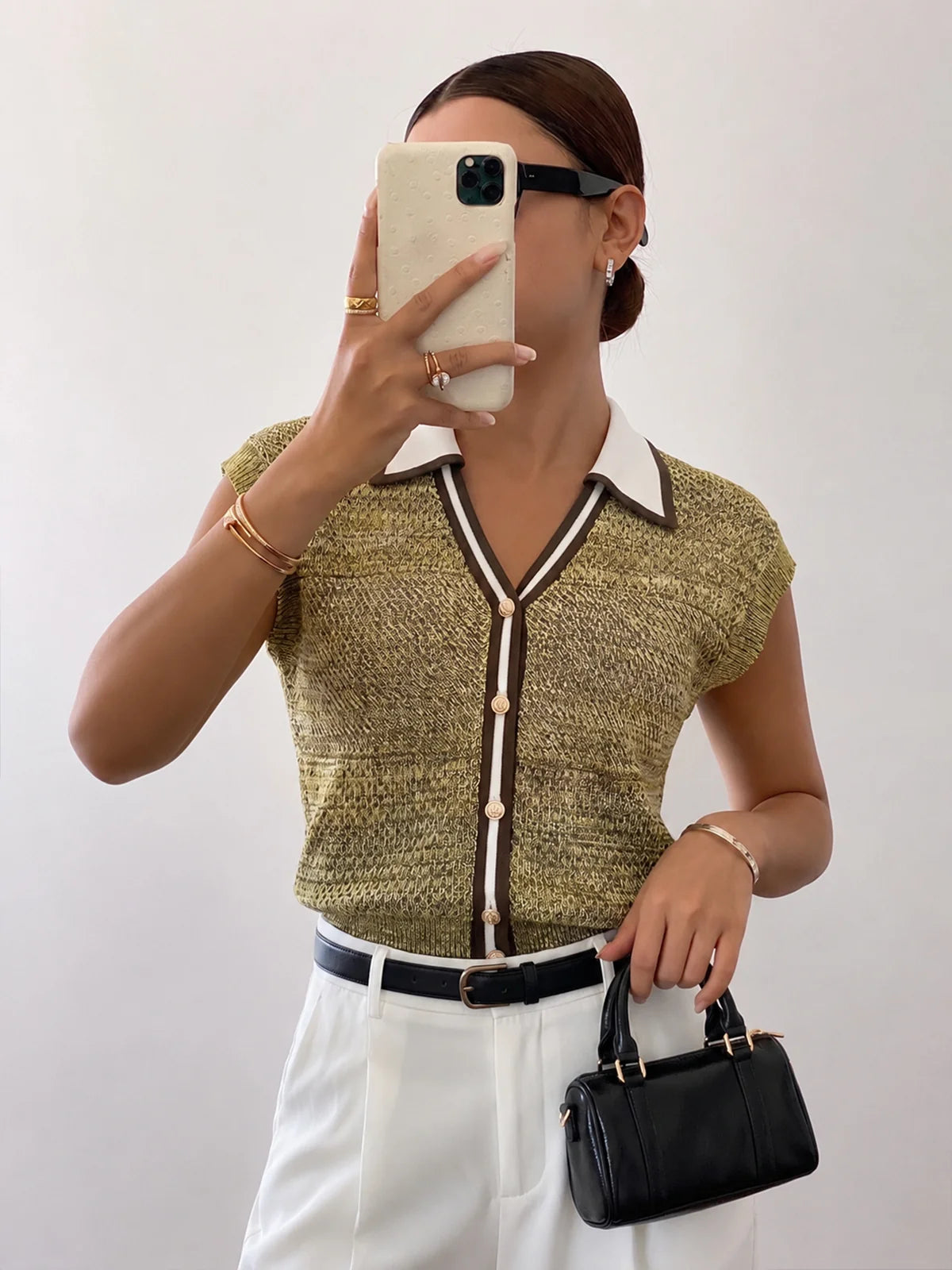 Top Maille Alix à Bordures Contrastées, vue 1