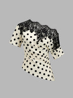 Haut Asymétrique Solène à Pois et Dentelle, vue 2