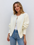 Cardigan Sibylle à Perles et Finitions Effilochées, vue 1