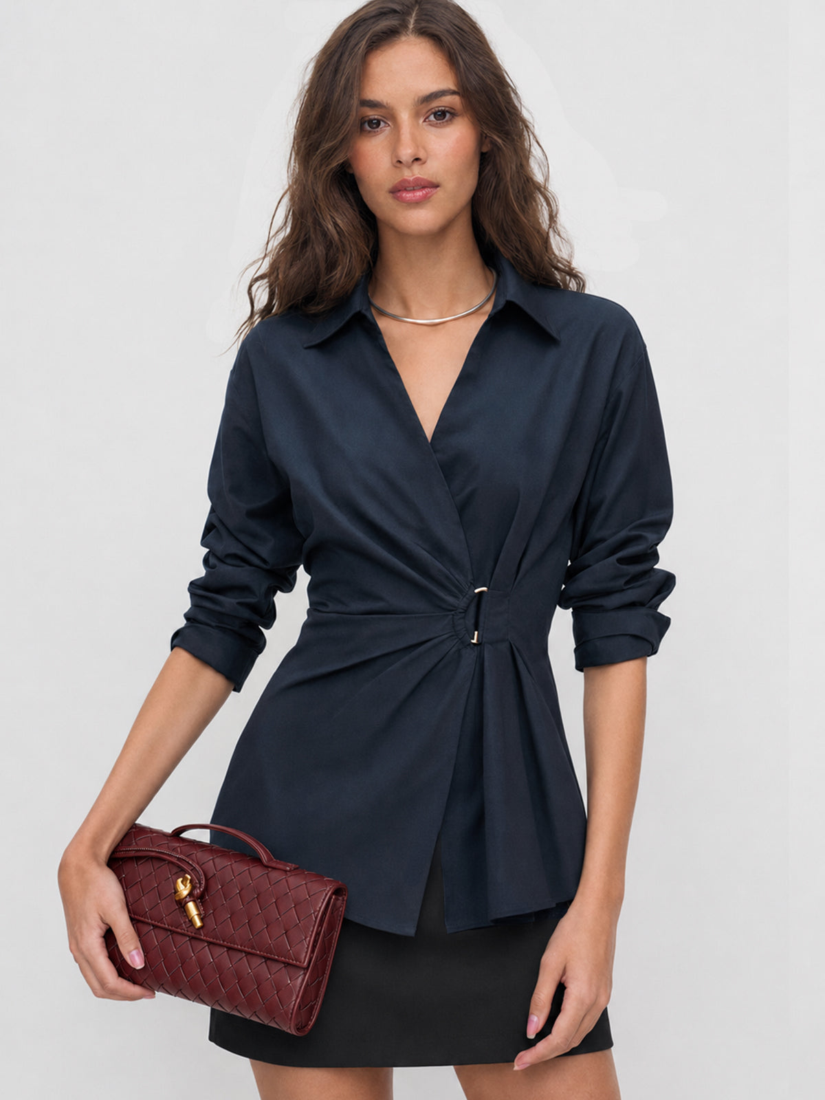 Blouse Cache-Cœur Gabrielle à Taille Froncée, vue 1