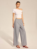 Pantalon Droit Eugénie à Carreaux et Bande Latérale, vue 3