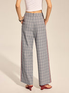Pantalon Droit Eugénie à Carreaux et Bande Latérale, vue 6