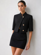 Blazer Ophélie à Col Montant et Boutons Dorés, vue 1