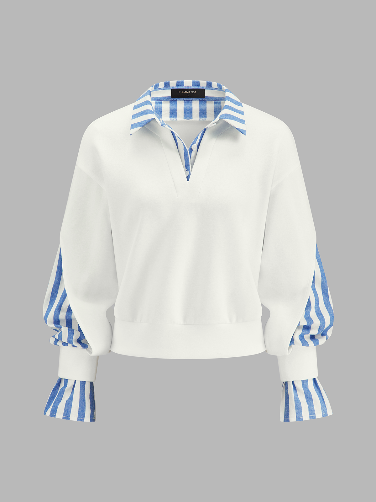 Sweat Romane Effet Chemise Rayée, vue 2