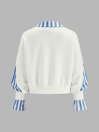 Sweat Romane Effet Chemise Rayée, vue 3