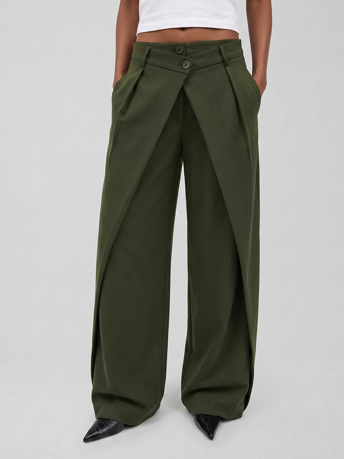 Pantalon Large Isaure à Taille Croisée, vue 1