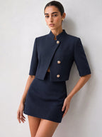 Blazer Ophélie à Col Montant et Boutons Dorés, vue 6