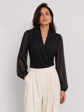 Body Chloé Cache-Cœur à Manches Transparentes, vue 1