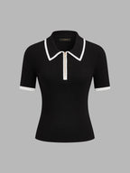 Polo en Maille Héloïse à Zip Contrasté, vue 2
