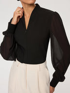 Blouse Estelle à Manches Voile et Zip, vue 2