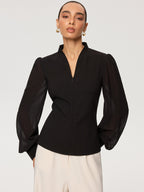 Blouse Estelle à Manches Voile et Zip, vue 5