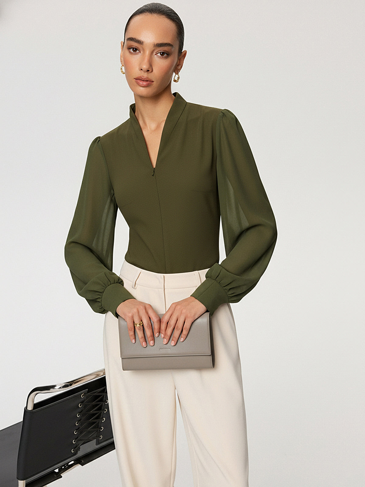 Blouse Estelle à Manches Voile et Zip, vue 6
