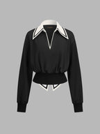 Blouse Courte Cécilia à Col Contrasté, vue 2