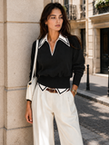 Blouse Courte Cécilia à Col Contrasté, vue 1