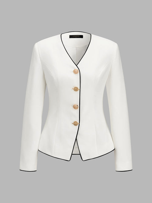 Blazer Ajusté Victoire à Finitions Contrastées, vue 2