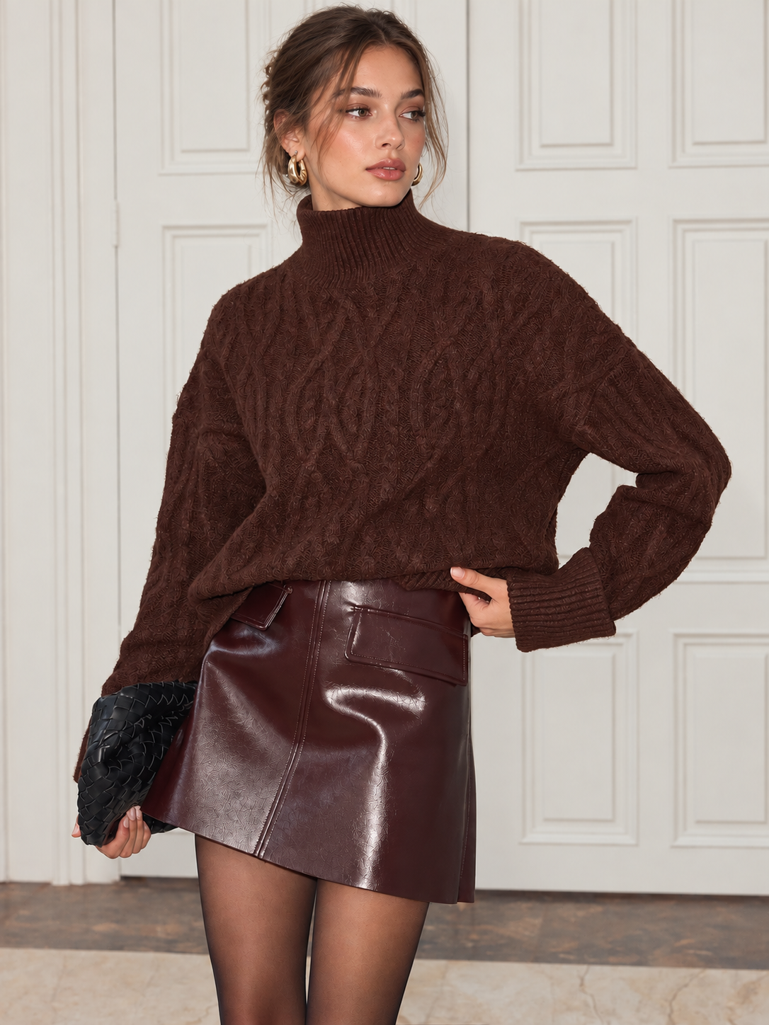 Pull Torsadé Margaux à Col Roulé, vue 2