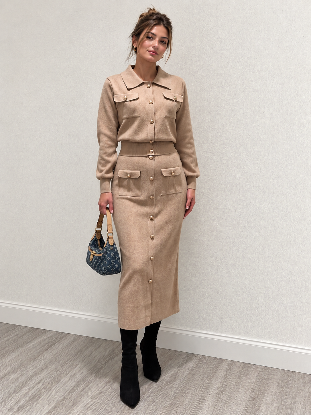 Ensemble Maille Aurore Cardigan et Jupe Midi, vue 4