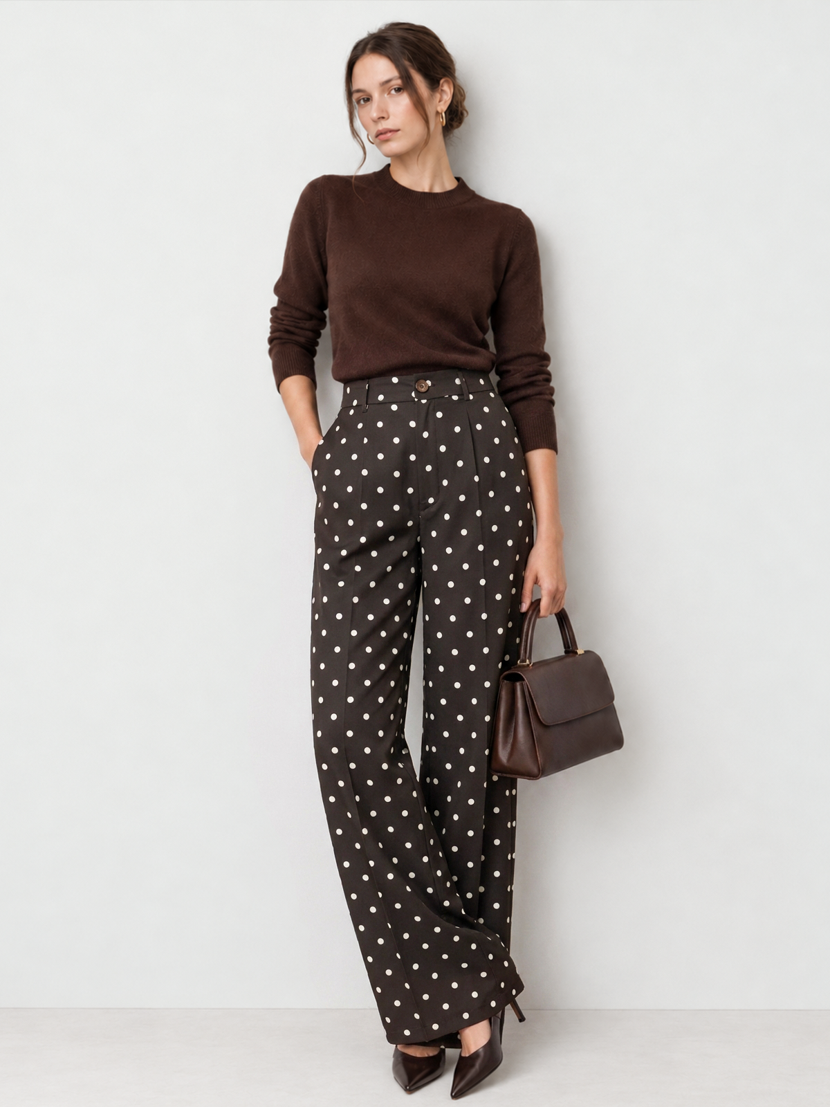 Pantalon Droit Dorothée à Pois, vue 2