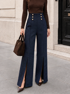 Pantalon Large Zélie à Fentes Frontales, vue 1