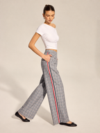 Pantalon Droit Eugénie à Carreaux et Bande Latérale, vue 1