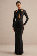Robe longue Séraphine noire noir, vue principale