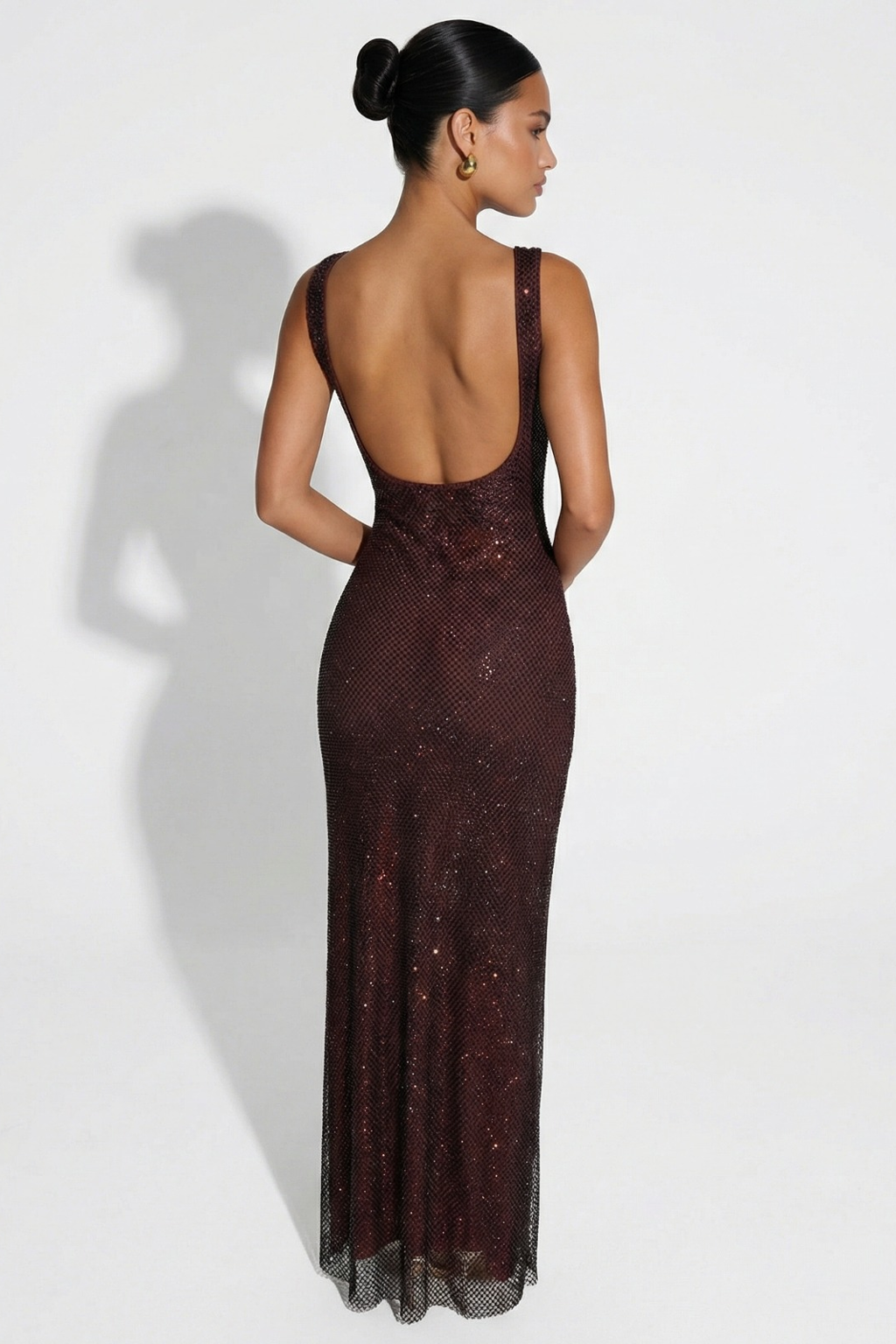 Robe Longue Scintillante Isadora caramel scintillant, vue 2