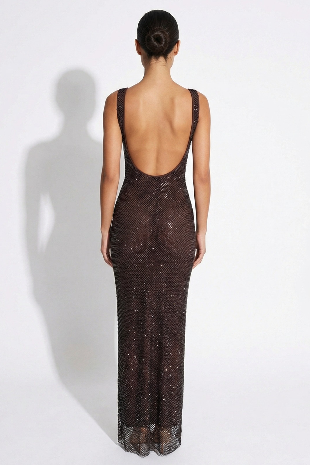 Robe Longue Scintillante Isadora caramel scintillant, vue 3