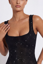 Robe Longue Scintillante Isadora noir, vue 3