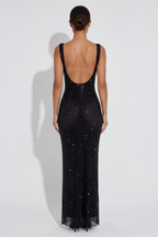 Robe Longue Scintillante Isadora noir, vue 2