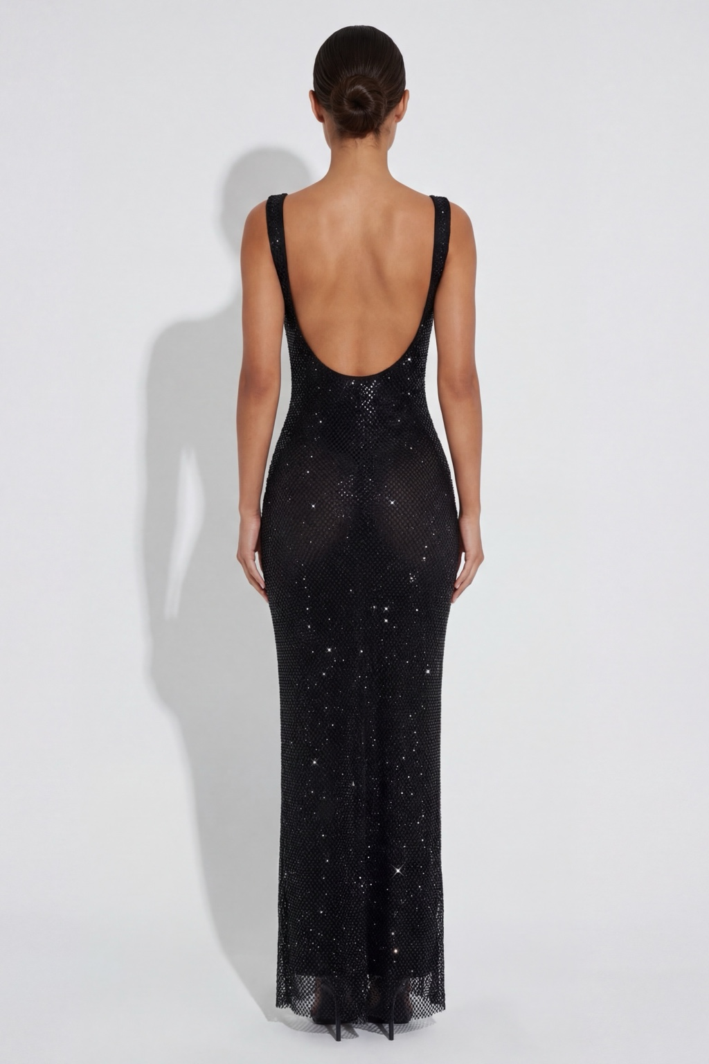 Robe Longue Scintillante Isadora noir, vue 2