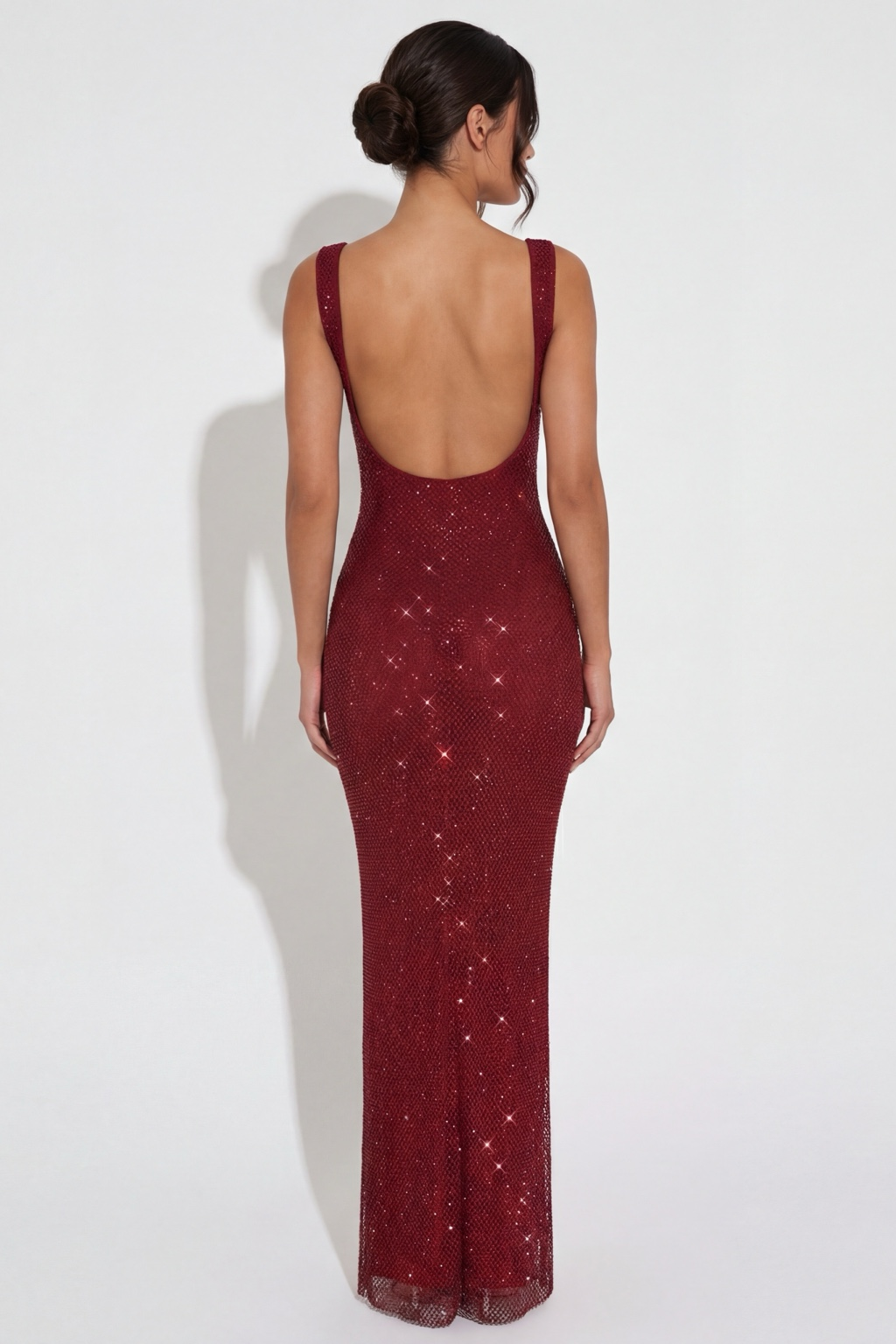 Robe Longue Scintillante Isadora rubis, vue 4
