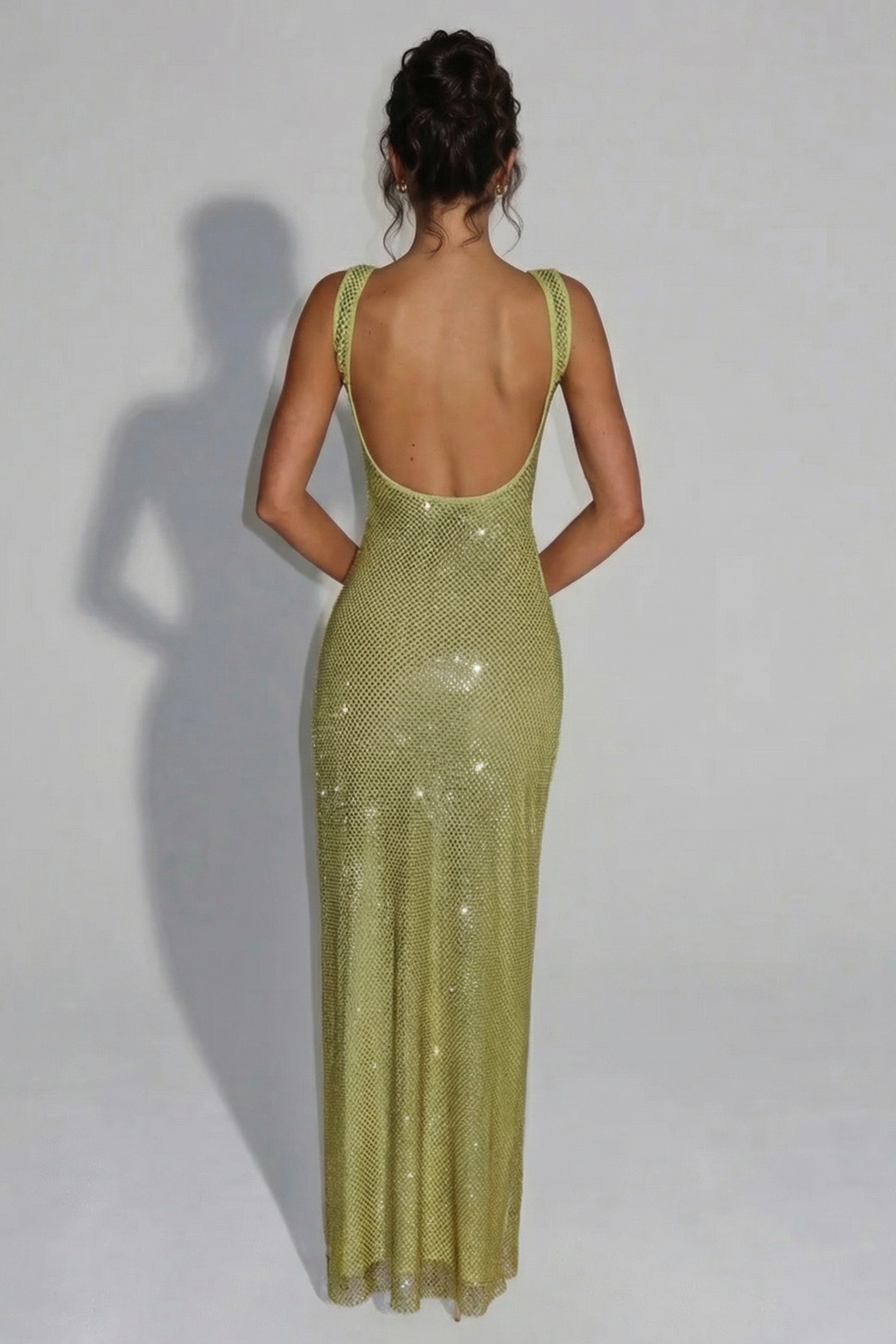 Robe Longue Scintillante Isadora émeraude, vue 2