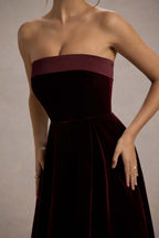 Robe mi-longue Olympe en velours bordeaux bordeaux, vue produit 15