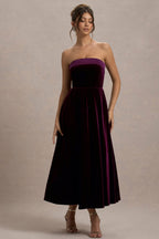 Robe mi-longue Olympe en velours bordeaux bordeaux, vue produit 20