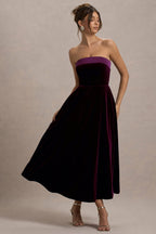 Robe mi-longue Olympe en velours bordeaux bordeaux, vue produit 14