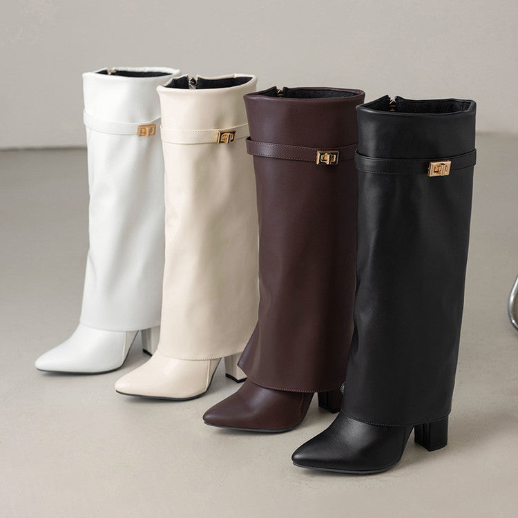 Bottes Hautes Zénaïde à Revers Bijou — simili cuir abricot, vue 6