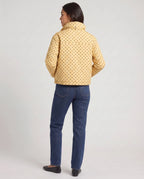 Bomber court à pois jaune Célestine, vue de dos en studio