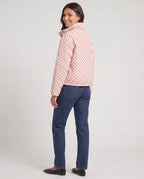 Bomber court à pois rose Célestine, vue de dos en studio