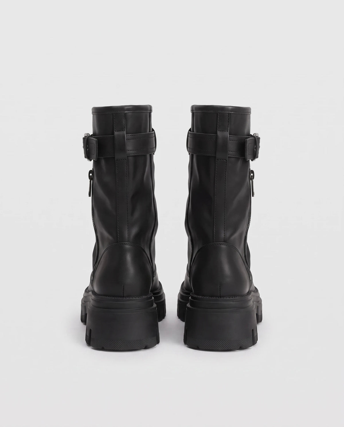 Bottes biker à guêtre superposée Xavière — Noir, packshot vue complémentaire