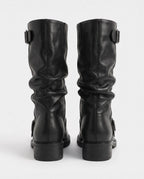 Bottes mi-mollet à boucles effet cuir Orlane — Noir, paire vue de dos, plis de tige et talon carré
