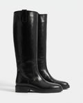 Bottes cavalières hautes effet cuir Bastienne — Noir, paire vue de profil studio