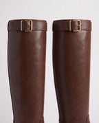Bottes cavalieres a plateforme en simili Radegonde Marron Café — packshot, second angle