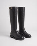 Bottes cavalieres a plateforme en simili Radegonde Noir — packshot studio